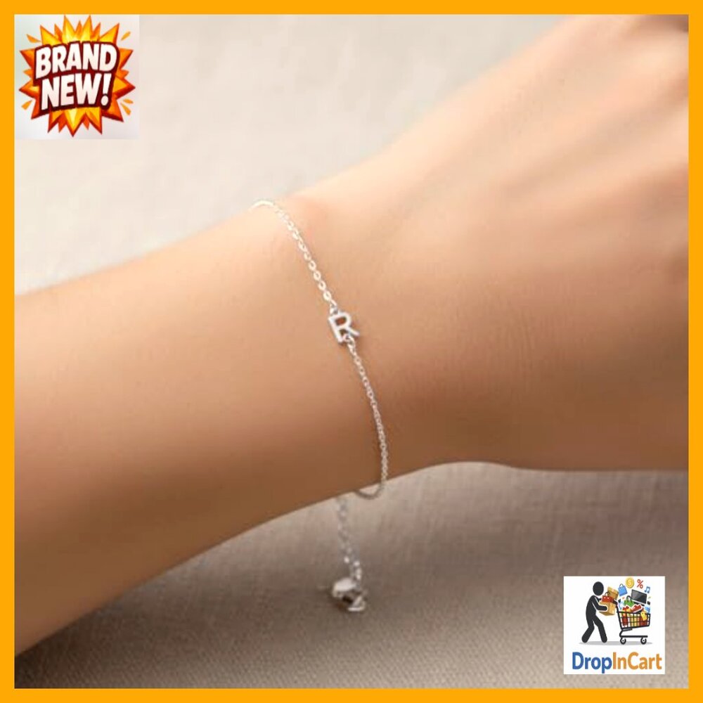 Gold Plated Sterling Silver Initial Bracelet Ankl… - image 4